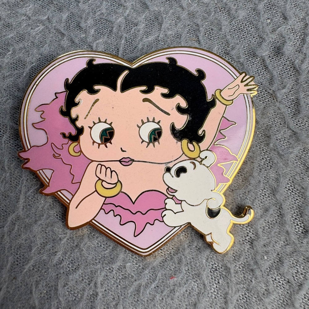 Betty Boop Pudgy the Dog Heart Enamel Brooch Pin 2011 King Features Syndicate